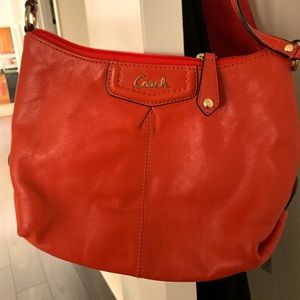 Genuine leather Orange Coach crossbody purse
